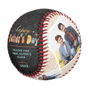Happy Father's Day 4 Photo Collage Personalized Baseball