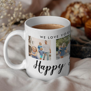 Happy Father's Day 4 Photo Custom Black Message Coffee Mug