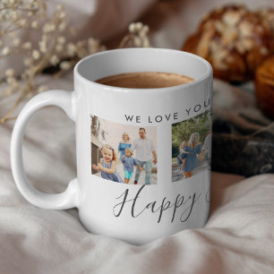 Happy Father's Day 4 Photo Custom White Coffee Mug
