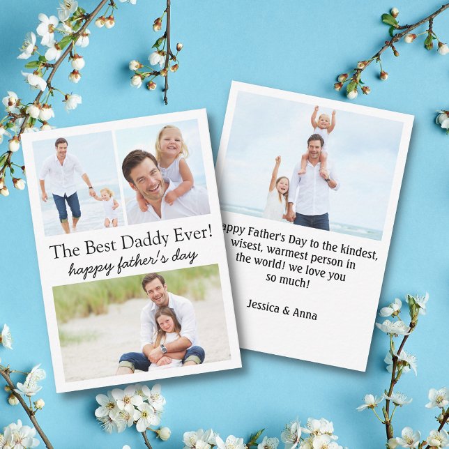 happy fathers day, 4 photos  modern holiday card (Creator Uploaded)