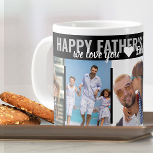 Happy Fathers Day 5 Photo Headline Typography Large Coffee Mug