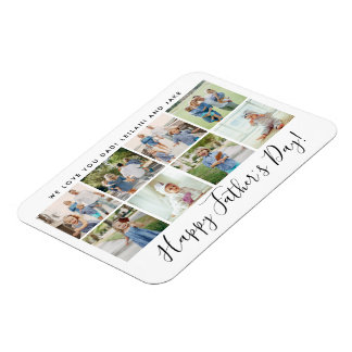 Happy Father's Day 8 Photo Collage Custom White Magnet