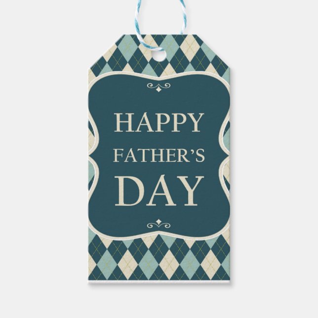 Happy Father's Day, Argyle  Gift Tags (Front)