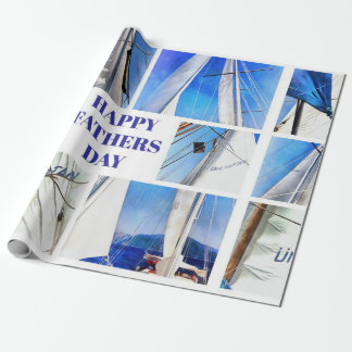 Happy Fathers Day Artistic White Sails Collage Wrapping Paper