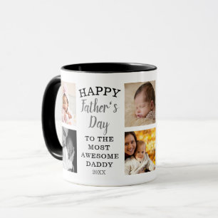 Happy Father's Day Awesome Daddy 8 Photo Collage Mug