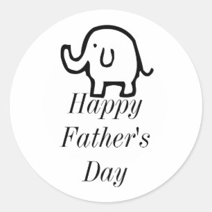 Happy Fathers Day Baby Elephant Cute Simple Custom Classic Round Sticker