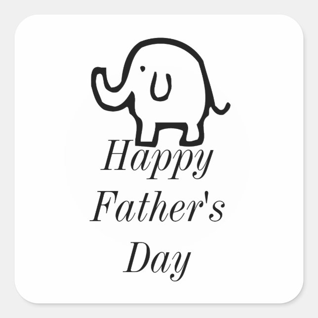 Happy Fathers Day Baby Elephant Cute Simple Custom Square Sticker (Front)