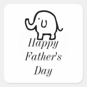 Happy Fathers Day Baby Elephant Cute Simple Custom Square Sticker
