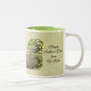 Happy Father's Day - Baby Groundhogs Two-Tone Coffee Mug