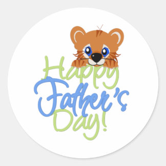 Happy Father's Day Baby TIger Classic Round Sticker