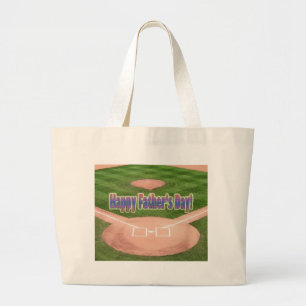 Happy Fathers Day Baseball Large Tote Bag