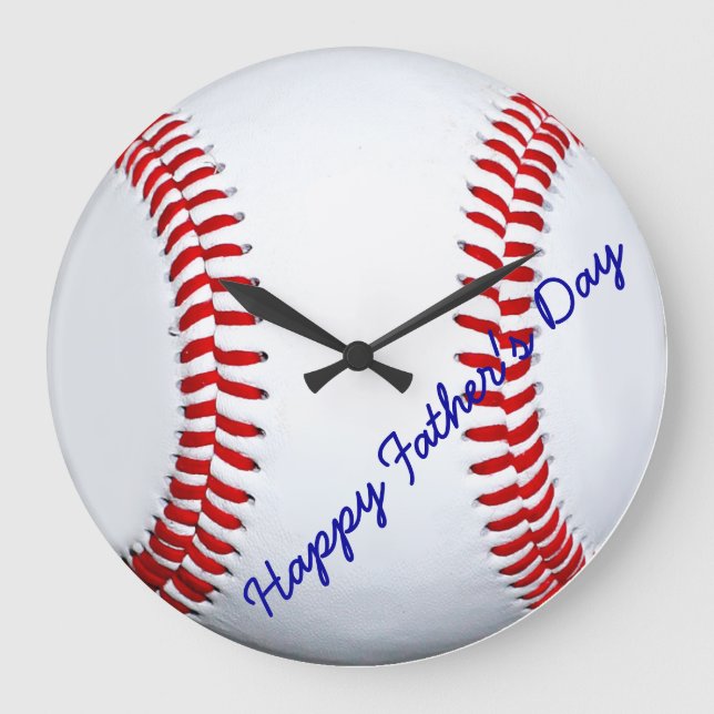 Happy Father's Day Baseball Large Wall Clock (Front)