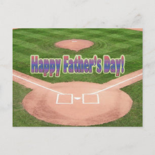 Happy Fathers Day Baseball Postcard