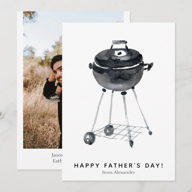Happy Father's Day BBQ Grill Photo  Holiday Card (Front/Back)