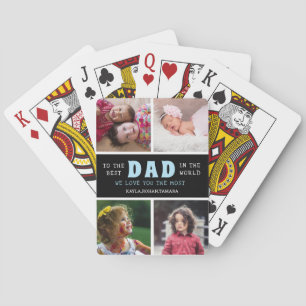 Happy Father's Day Best Dad 4 Photo Collage Playing Cards