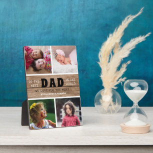 Happy Father's Day Best Dad 4 Photo Collage Wood Plaque