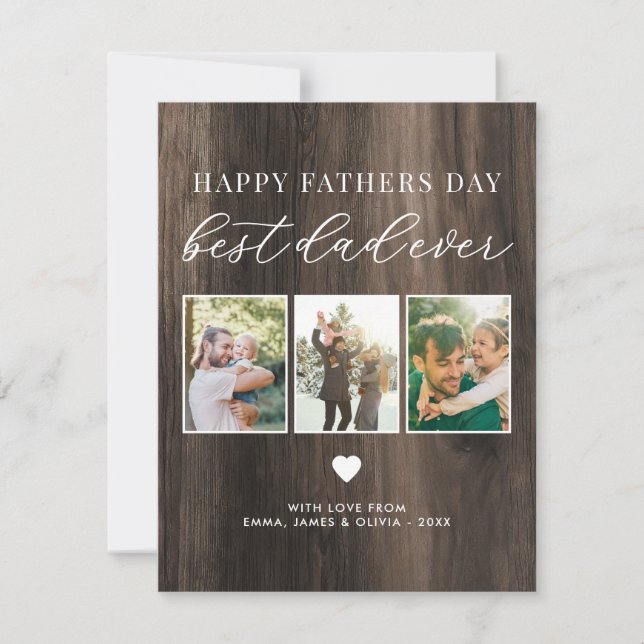 Happy Fathers Day Best Dad Ever 3 Photo Collage  Card (Front)