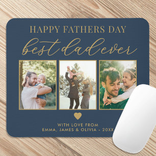Happy Fathers Day Best Dad Ever 3 Photo Collage Mouse Mat