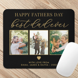 Happy Fathers Day Best Dad Ever 3 Photo Collage Mouse Mat