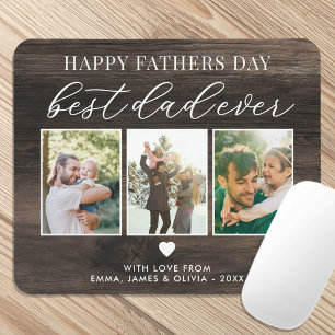 Happy Fathers Day Best Dad Ever 3 Photo Collage Mouse Mat