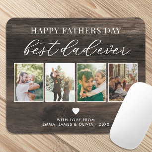 Happy Fathers Day Best Dad Ever 4 Photo Collage Mouse Mat
