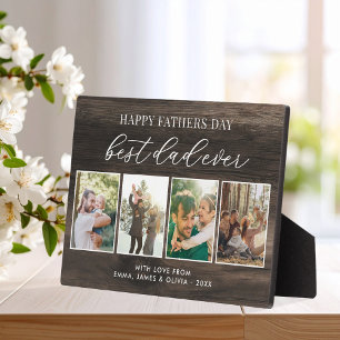 Happy Fathers Day Best Dad Ever 4 Photo Collage Plaque