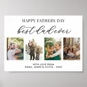 Happy Fathers Day Best Dad Ever 4 Photo Collage Poster