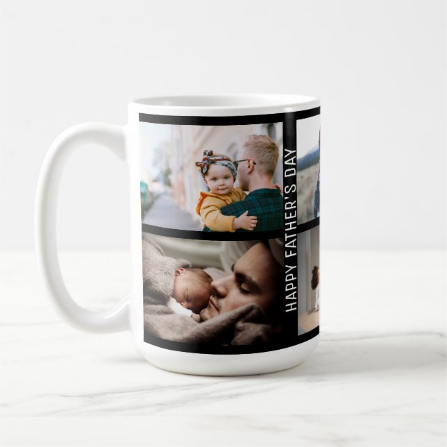 Happy Father's day best dad ever 6 photo collage  Coffee Mug (Left)