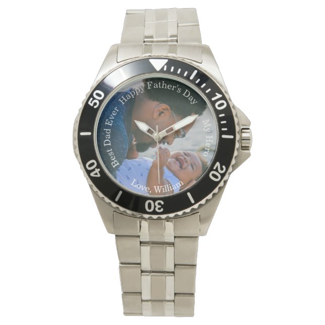 Happy Father's day Best dad ever Custom photo text Watch (Front)