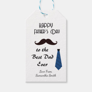 Happy Father's Day Best Dad Ever Moustache Tie  Gift Tags