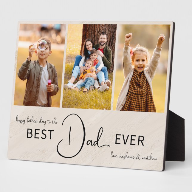 Happy Father's Day Best Dad Ever Photo Collage Plaque (Side)