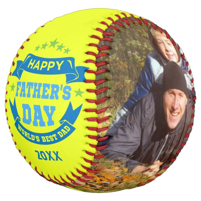 Happy Father's Day Best Dad | Personalised Photos Softball (Angled)