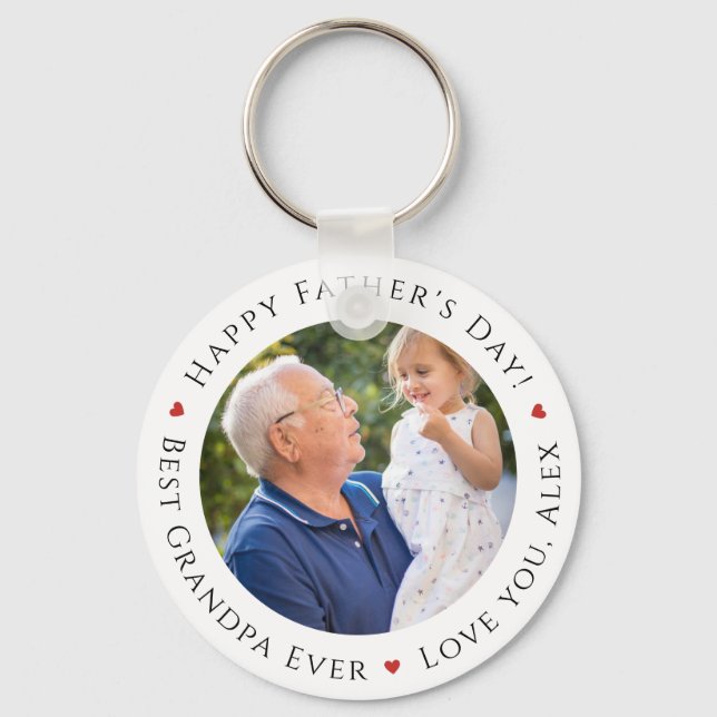 Happy Father's Day Best Grandpa Ever Personalised Key Ring (Front)