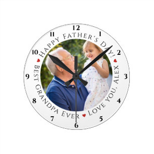 Happy Father's Day Best Grandpa Ever Personalised  Round Clock