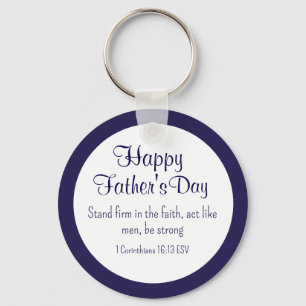 Happy Father's Day Bible Verse for Men Dark Blue Key Ring