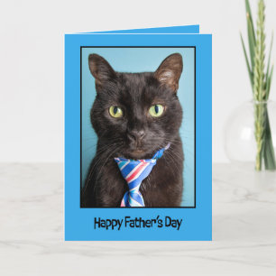 Happy Fathers Day Black Cat in Necktie  Holiday Card