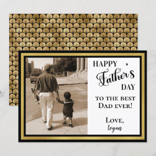 Happy Father's Day Black & Gold Art Deco Card