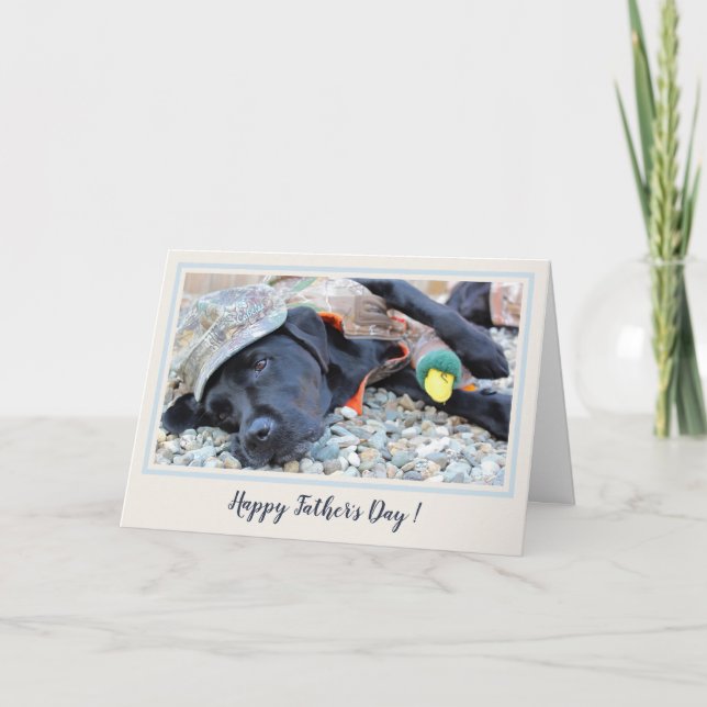 Happy Father's Day Black Labrador Duck Hunting Dog Card (Front)