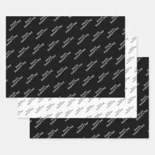 "Happy Father's Day" Black & White Background Wrapping Paper Sheet