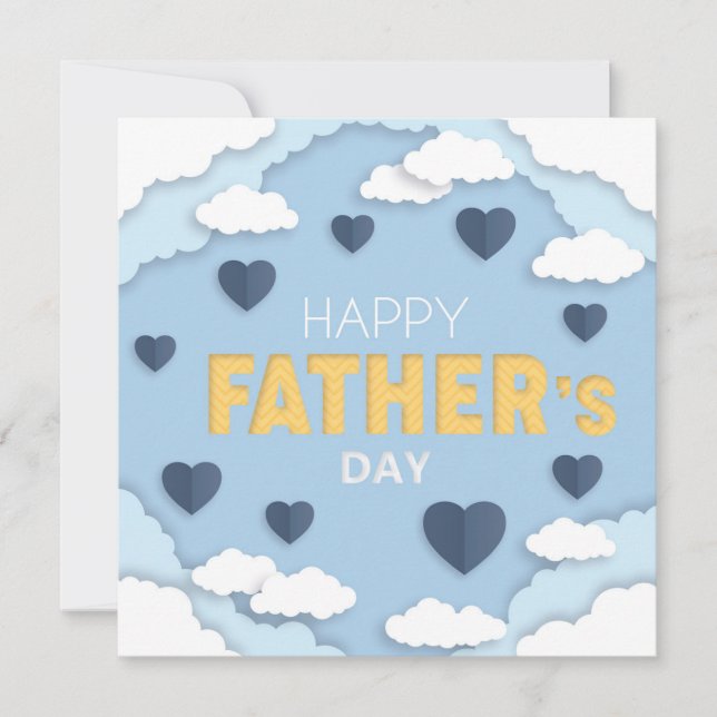 Happy Father's Day blue hearts in the sky Card (Front)