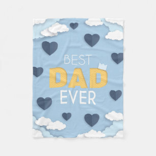 Happy Father's Day blue hearts in the sky Fleece Blanket
