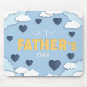Happy Father's Day blue hearts in the sky Mouse Mat