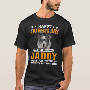 Happy Father's Day Blue Merle Collie Dog Dad For T-Shirt