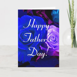 Happy Father's Day Blue Purple Rose I Card