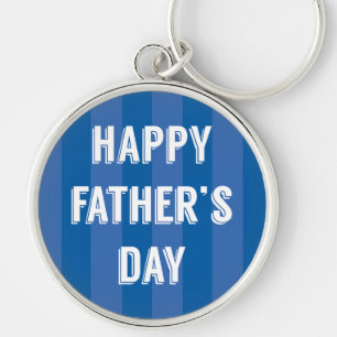 Happy Father's Day Blue Stripes - Father's Day Key Ring