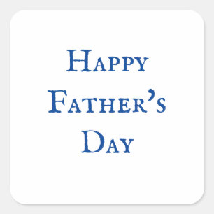 Happy Father's Day Blue White Classy Gift 2024 Square Sticker