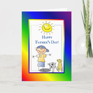 Happy Fathers Day Boy And Dogs Card