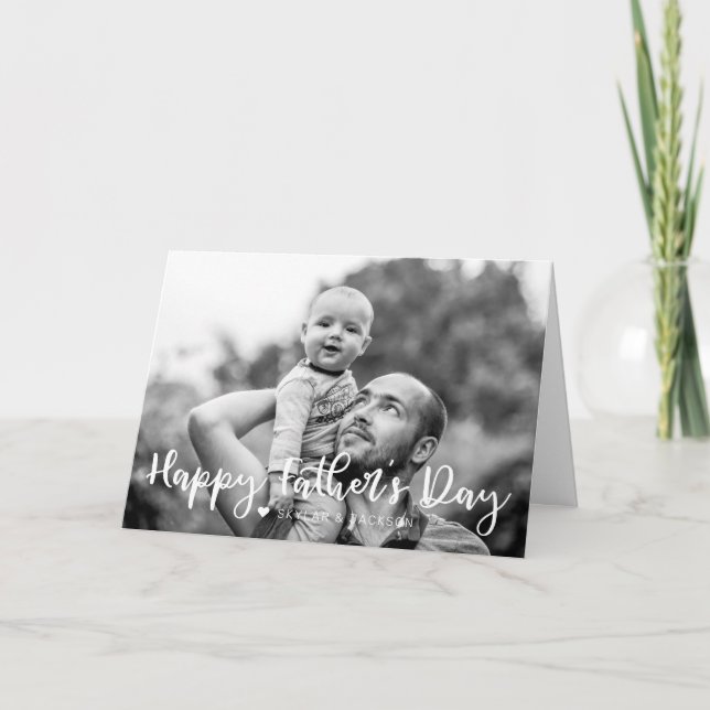 Happy Father's Day Brush Script Full Photo Card (Front)