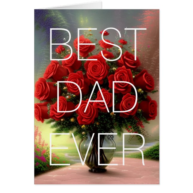 Happy Father's Day Card Red Roses Floral (Front)