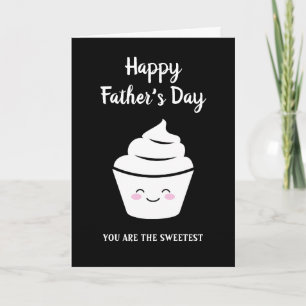 Happy Father's Day card with cute kawaii cupcake